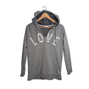 Victoria's Secret Womens Size XS Gray Sweater Zip up Hoodie Love Graphic cozy
